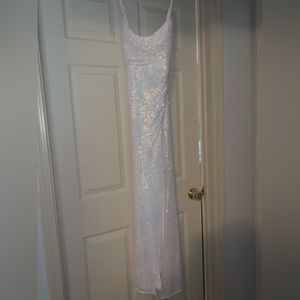 Camille La Vie White Sequin Prom Dress!